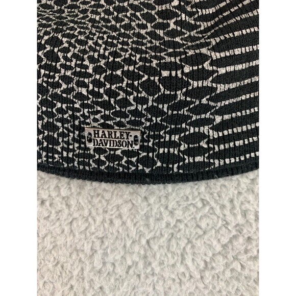 Harley Davidson Black and White Beanie Hat Attire Snakeskin Design One Size - Picture 2 of 12